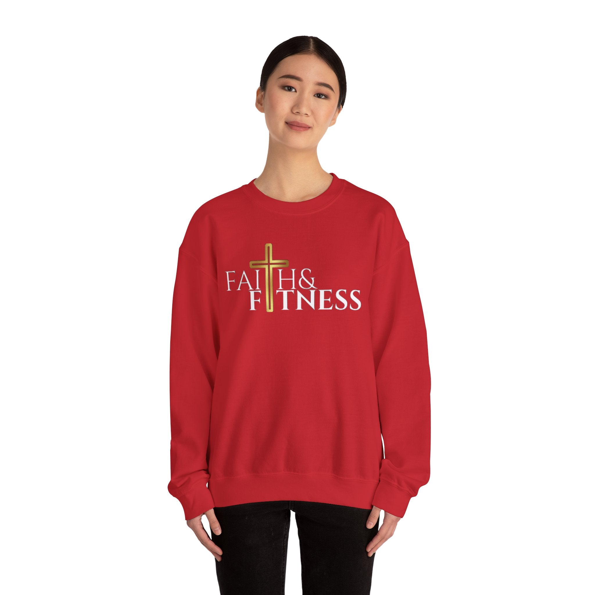 Faith & Kindness Crewneck Sweatshirt — Gold Cross Christian Pullover