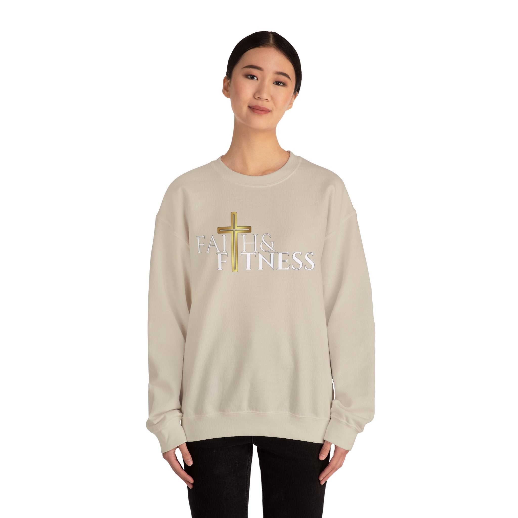 Faith & Kindness Crewneck Sweatshirt — Gold Cross Christian Pullover
