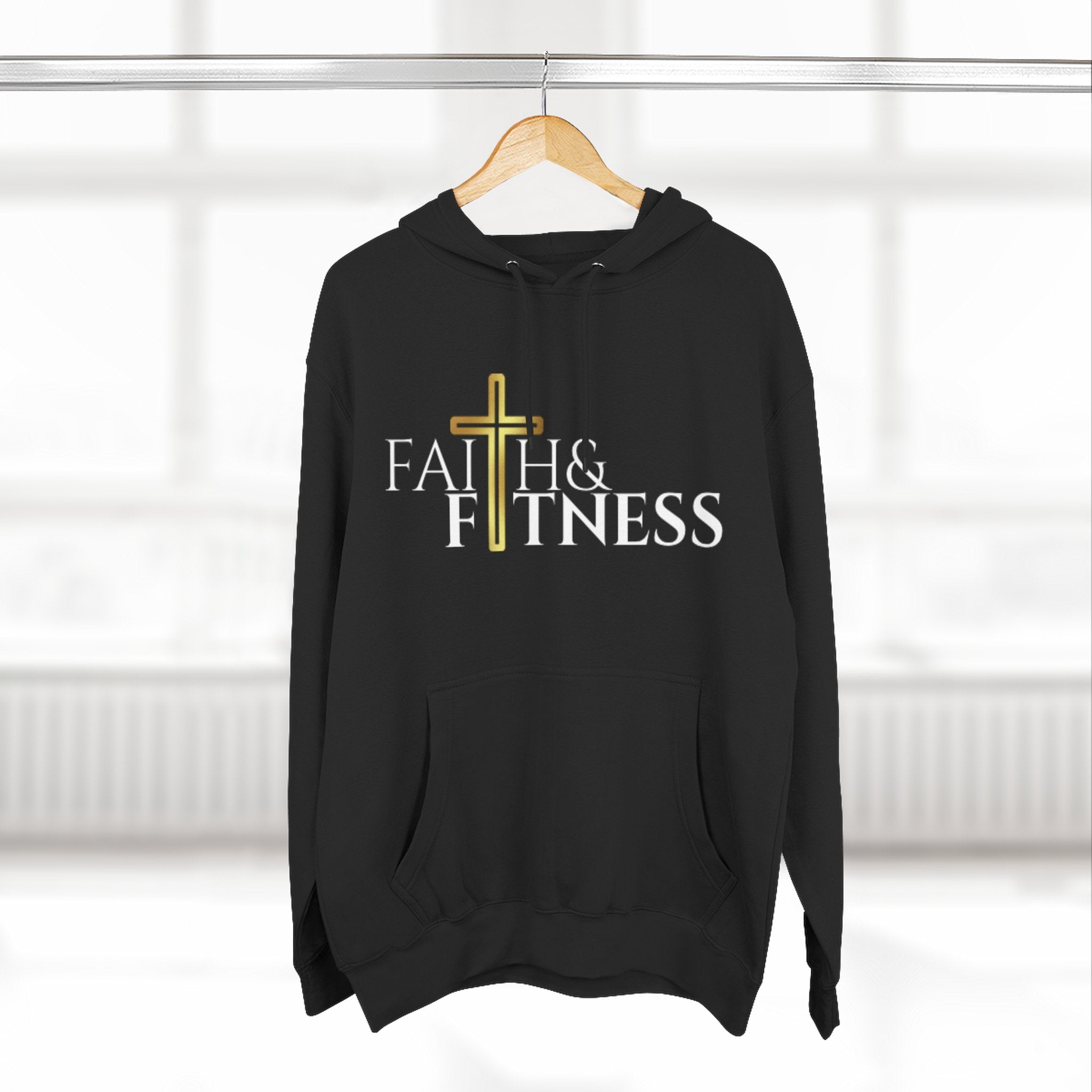 Gold Cross Hoodie — Minimal Christian Faith Pullover