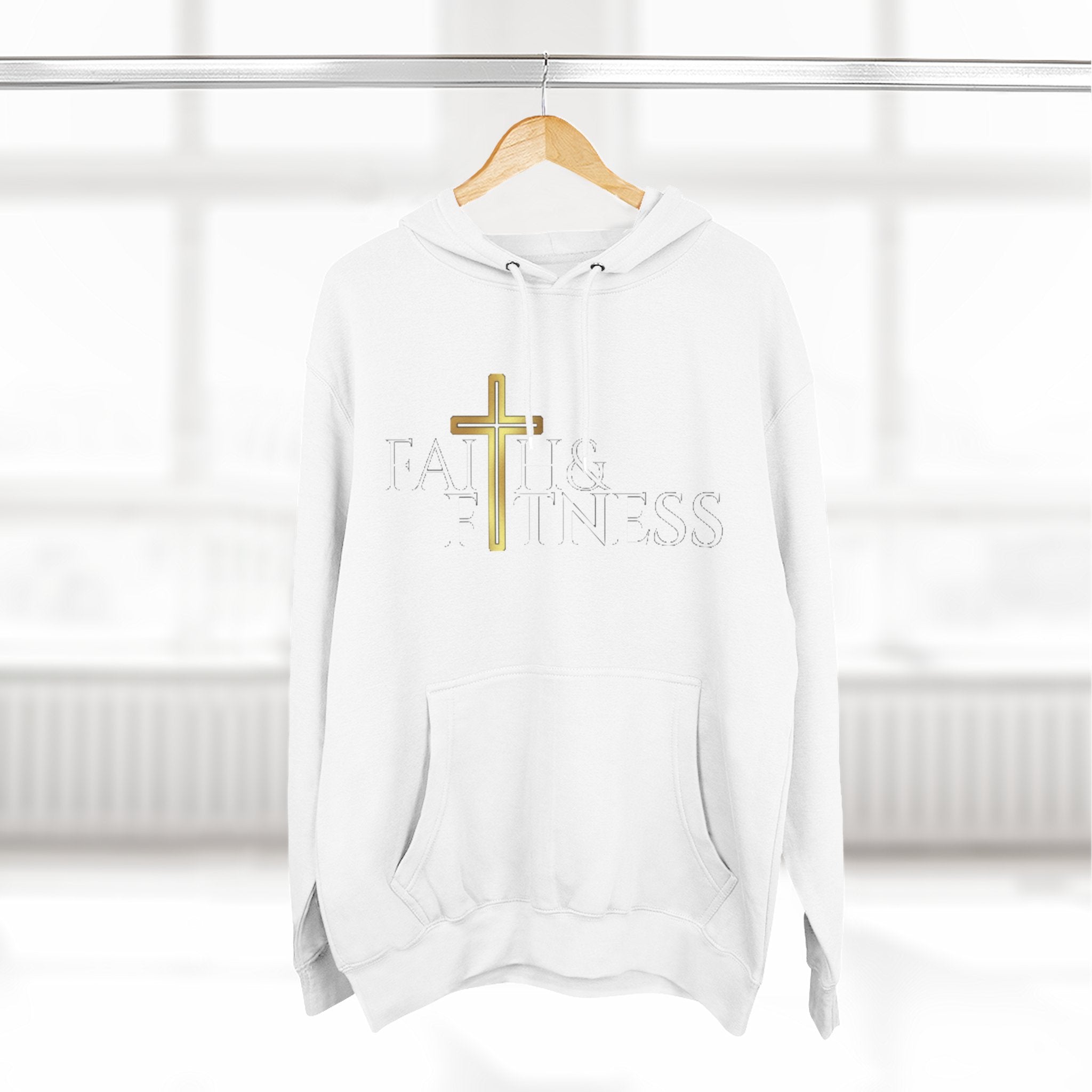 Gold Cross Hoodie — Minimal Christian Faith Pullover