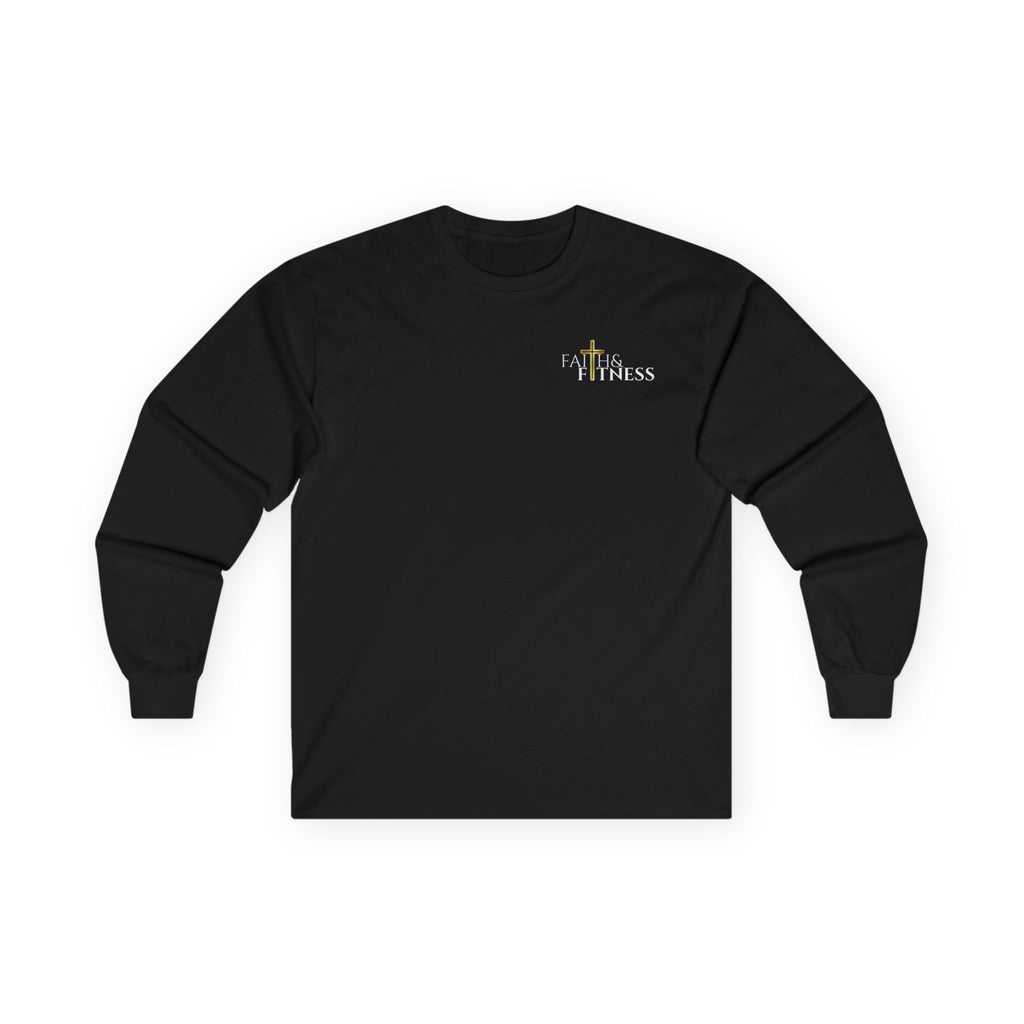 Faith & Fitness Long Sleeve Tee — Christian Cross Workout Shirt