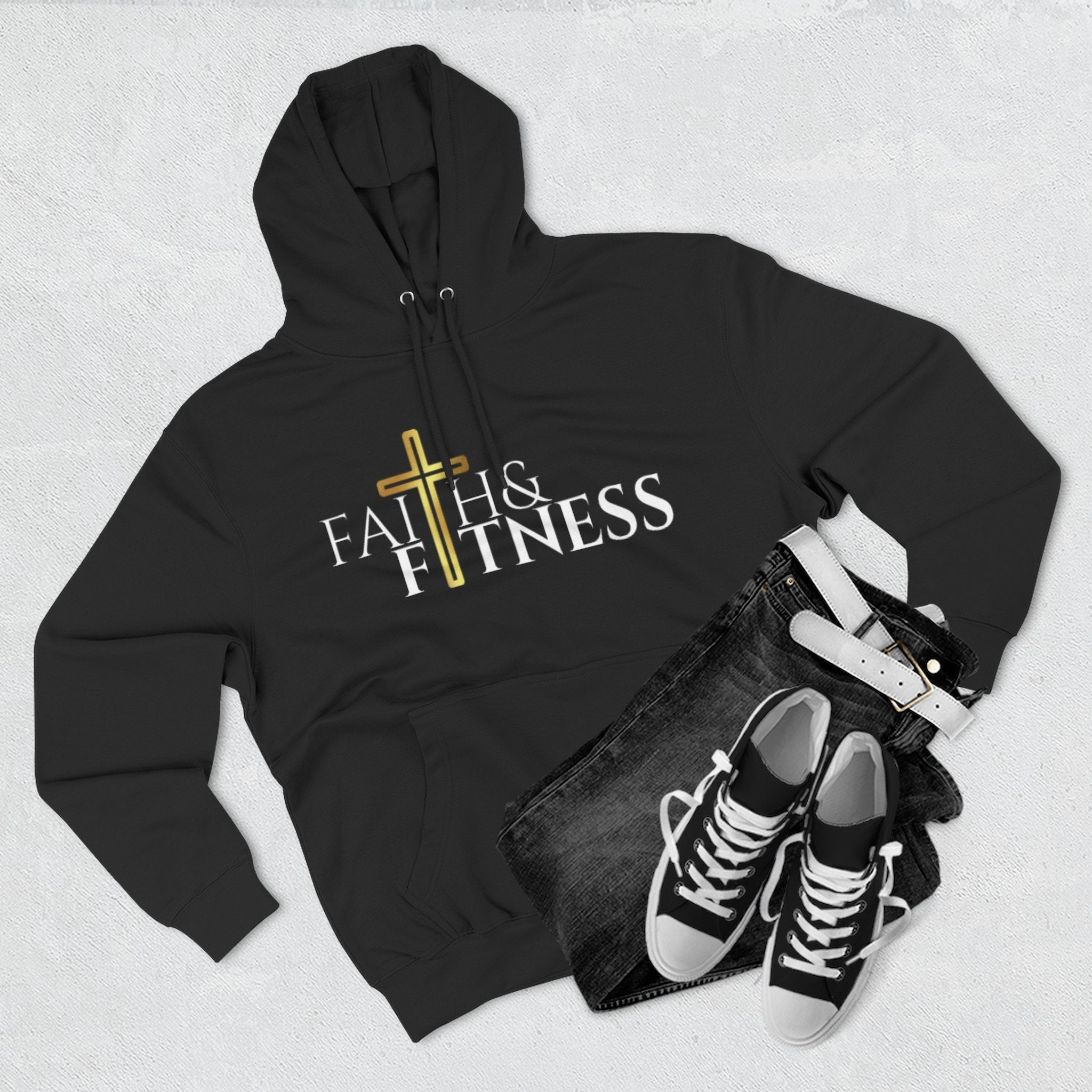 Gold Cross Hoodie — Minimal Christian Faith Pullover
