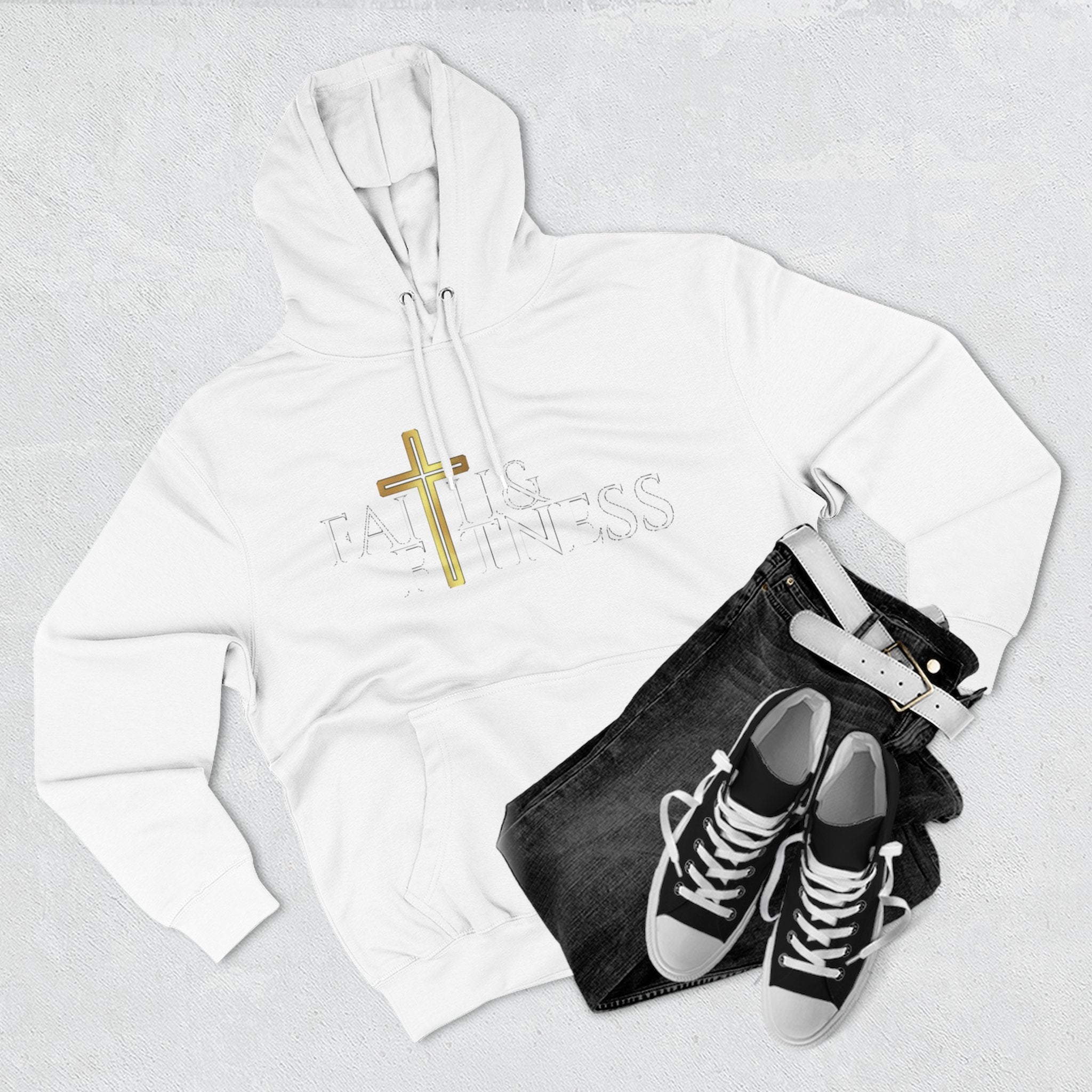 Gold Cross Hoodie — Minimal Christian Faith Pullover